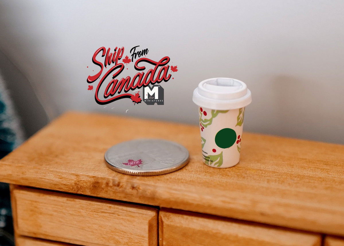 1:6 Dollhouse Supplies Christmas coffee cup, Miniature Coffee with coffee cup sleeve - G014