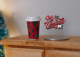 1:6 Dollhouse Supplies Christmas coffee cup, Miniature Coffee with coffee cup sleeve - G014