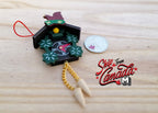 1:12 Scale Miniature Wood Cuckoo Wall Clock, Pinecone Weights, 2-3/4 inch tall, DIY Dollhouse Supply (black)