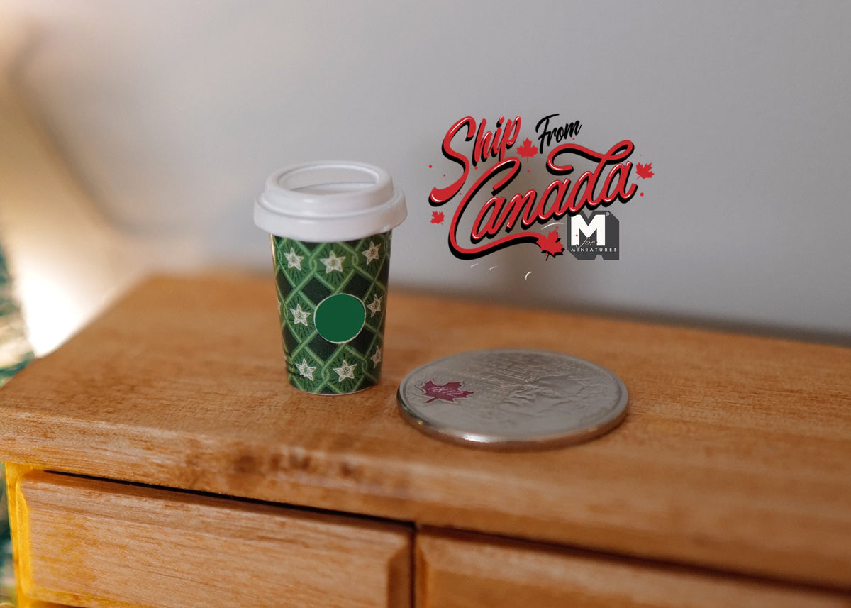 1:6 Dollhouse Supplies Christmas coffee cup, Miniature Coffee with coffee cup sleeve - G014