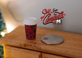 1:6 Dollhouse Supplies Christmas coffee cup, Miniature Coffee with coffee cup sleeve - G014