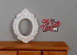 1:12 Dollhouse Decoration Miniature Ornate Oval Photo Canvas Frame (Pearl White - Large) - A085