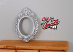 1:12 Scale Miniature Ornate Oval Photo Frame, 2-13/16 inch tall, DIY Dollhouse Supply (silver) (large)