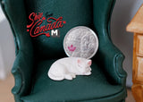 1:12 Dollhouse miniature white sleeping cat kitten 1 12th sleeping animal - C048