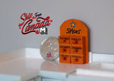 Dollhouse Supplies Miniature Spices / Spice Rack / Spice Cabinet / Cooking Spices / Drawers - F058