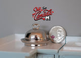 Dollhouse Supplies 2-piece chromed hollow ware serving tray with cover 1 12th scale miniature - E051