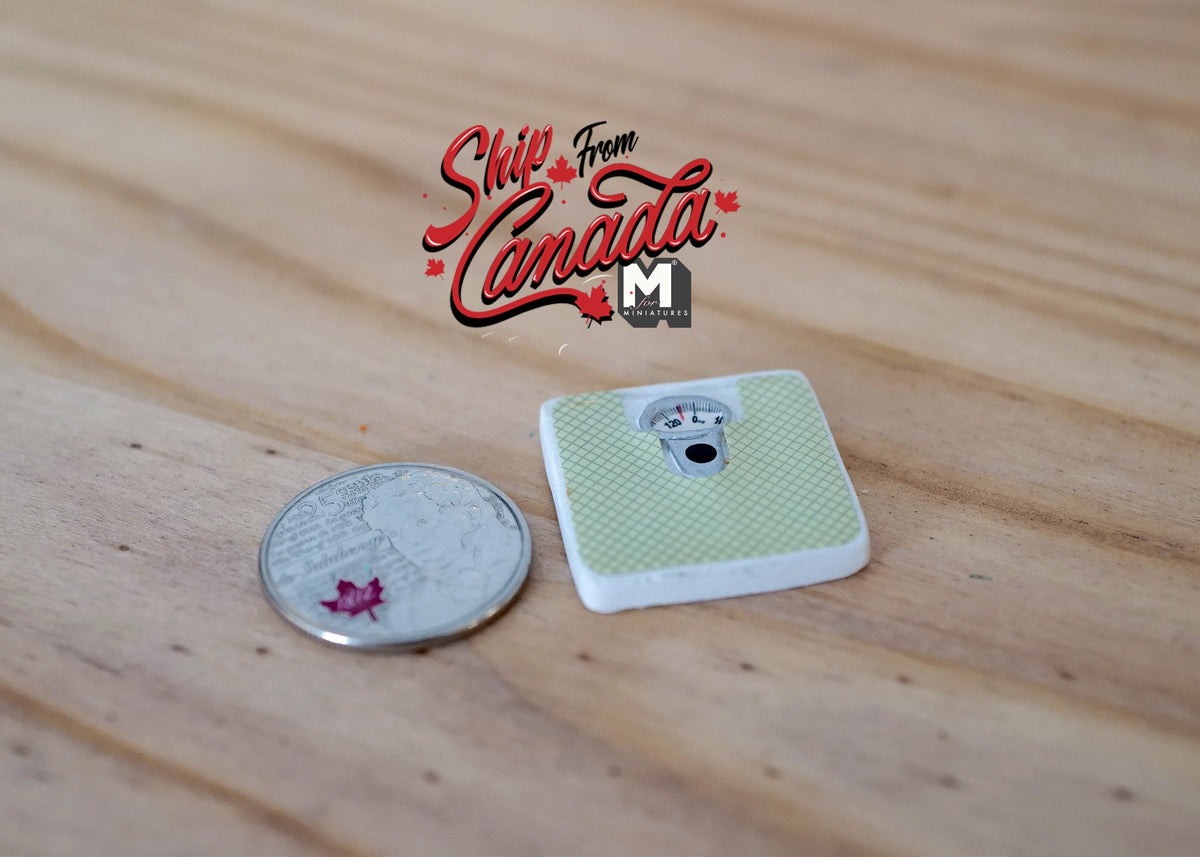 1:12 Scale Miniature Bathroom Scale, Analog Dial, 1 inch long, DIY Dollhouse Supply (mint and white)