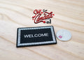 Miniature Welcome Door Rug 1:12 Scale Dollhouse Decor Area Rug 2-5/16 inch long (black) - D082