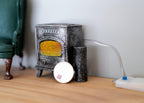 Poêle à bois miniature pour maison de poupée, échelle 1:12, avec éclairage LED effet feu, 10 cm de hauteur, fournitures de bricolage (gris)