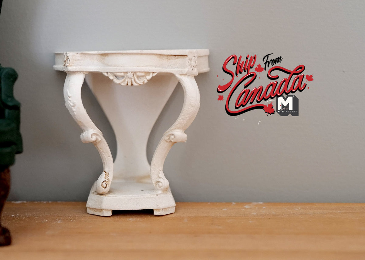 1:12 Scale Miniature Shabby Chic Foyer Table with Scroll Legs, 2-3/8 inch tall, DIY Dollhouse Supply (white)