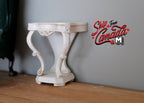 Miniatura in scala 1:12 di tavolino da ingresso shabby chic con gambe a volute, alto 2-3/8 inch, accessori fai da te per casa delle bambole (bianco)