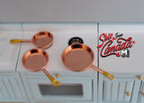 Dollhouse cooking pan cookware set dolls house 3-piece 1 12 miniature (Rose Gold) - E037