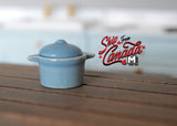 1:12 Dollhouse Supplies Miniature Ceramic Cooking Pot , Soup Pot , with Lid (Blue) - B079