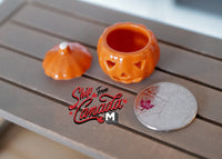 1:12 Dollhouse Miniature Ceramic Pumpkin Face Jar with Lid - ST1D