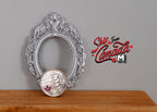 1:12 Scale Miniature Ornate Oval Photo Frame, 2-13/16 inch tall, DIY Dollhouse Supply (silver) (large)
