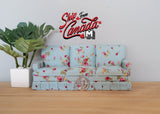 Dollhouse miniature 3-seat fabric sofa living room table 1 12th scale miniature