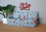 Dollhouse miniature 3-seat fabric sofa living room table 1 12th scale miniature K009