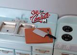 Miniature Cutting Board and Cleaver 1:12 Scale Dollhouse Supplies Kitchenware Chopper Knife - F071
