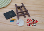 Chevalet miniature en bois à l'échelle 1:12 avec tableau noir et craie, 5,6 cm de hauteur, fournitures pour maison de poupée à faire soi-même