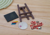 1:12 Dollhouse supplies miniature wooden chalk board with canvas easel chalkboard blackboard black board chalk with wooden frame - G042