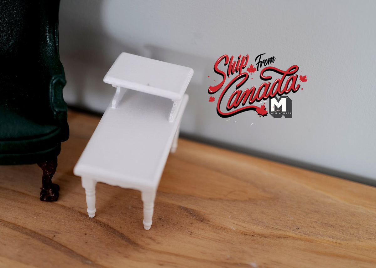1:12 Scale Miniature Coffee Table with Lower Shelf, 1-15/16 inch tall, DIY Dollhouse Supply (white)