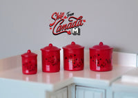 1:12 Dollhouse Miniature Red Canister Set - A017