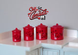 1:12 Dollhouse Miniature Red Canister Set - A017