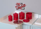 1:12 Dollhouse Miniature Red Canister Set - A017