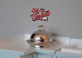 Dollhouse Supplies 2-piece chromed hollow ware serving tray with cover 1 12th scale miniature - E051