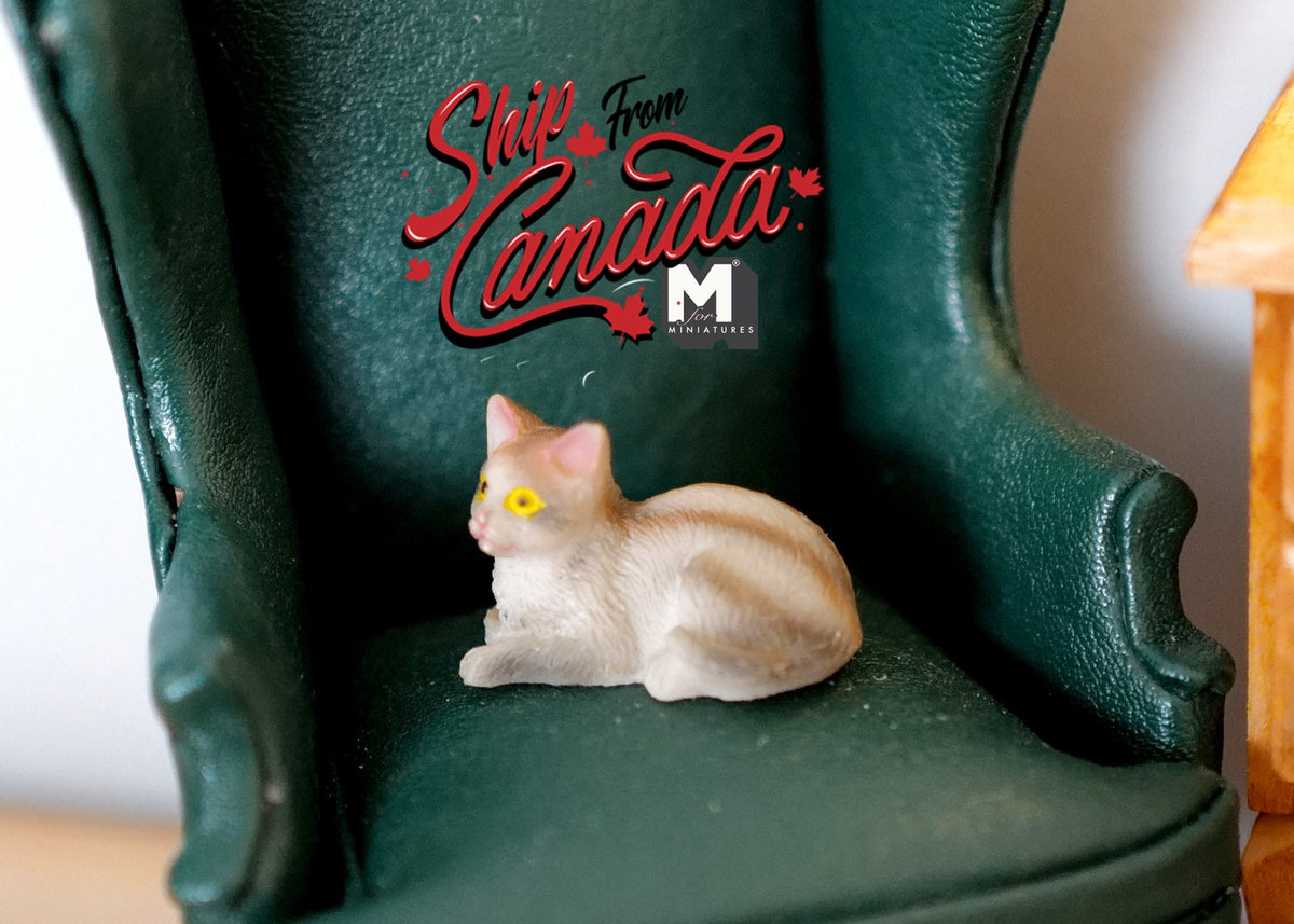 1:12 Scale Miniature Resin Lying Kitten, 1 inch long, DIY Dollhouse Supply (ginger tabby)