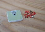 1:12 Scale Miniature Bathroom Scale, Analog Dial, 1 inch long, DIY Dollhouse Supply (mint and white)