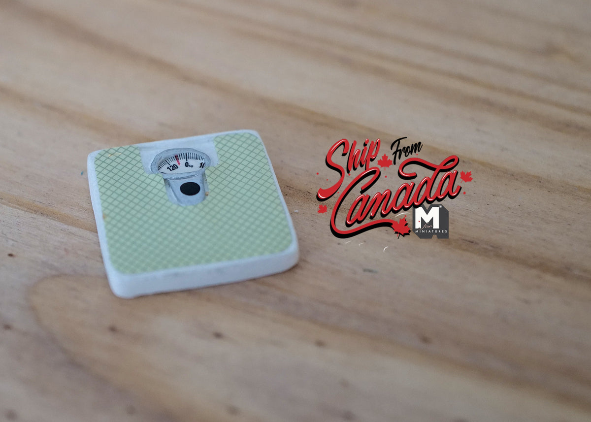 1:12 Scale Miniature Bathroom Scale, Analog Dial, 1 inch long, DIY Dollhouse Supply (mint and white)