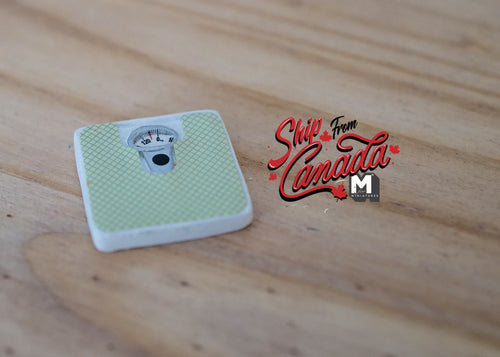 1:12 Scale Miniature Bathroom Scale, Analog Dial, 1 inch long, DIY Dollhouse Supply (mint and white)