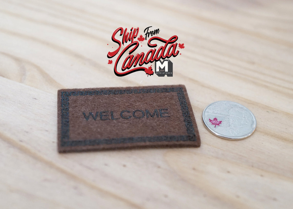 Miniature Welcome Door Rug 1:12 Scale Dollhouse Decor Area Rug (brown) - D082