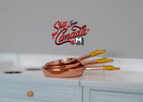 Dollhouse cooking pan cookware set dolls house 3-piece 1 12 miniature (Rose Gold) - E037