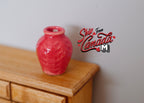 1:12 Scale Miniature Ceramic Plum Vase, Round with Short Neck, 1-1/4 inch tall, DIY Dollhouse Supply (red)