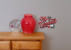 1:12 Scale Miniature Ceramic Plum Vase, Round with Short Neck, 1-1/4 inch tall, DIY Dollhouse Supply (red)