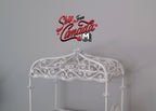Miniatura a escala 1:12 de cuna de bebé de metal con dosel de volutas, 5-7/8 inch de alto, suministros DIY para casa de muñecas (blanco)