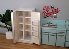 1:12 Scale Miniature Wood Side by Side Refrigerator, 2 Doors, 8 Shelves, 5-3/8 inch tall, DIY Dollhouse Supply (white)