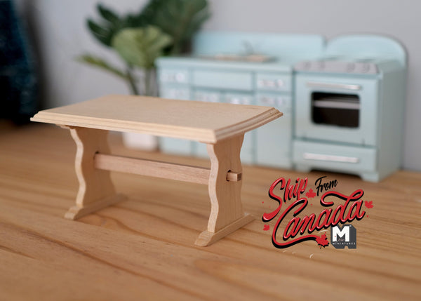 1:12 Dollhouse miniature dining table, unpainted miniature desk,miniature country table,handmade dollhouse table, foyer bench,unpainted i041