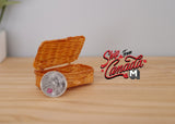 Miniature Rattan Picnic Basket 1:12 Scale Dollhouse Supplies Accessories 2-3/16 inch wide - D047