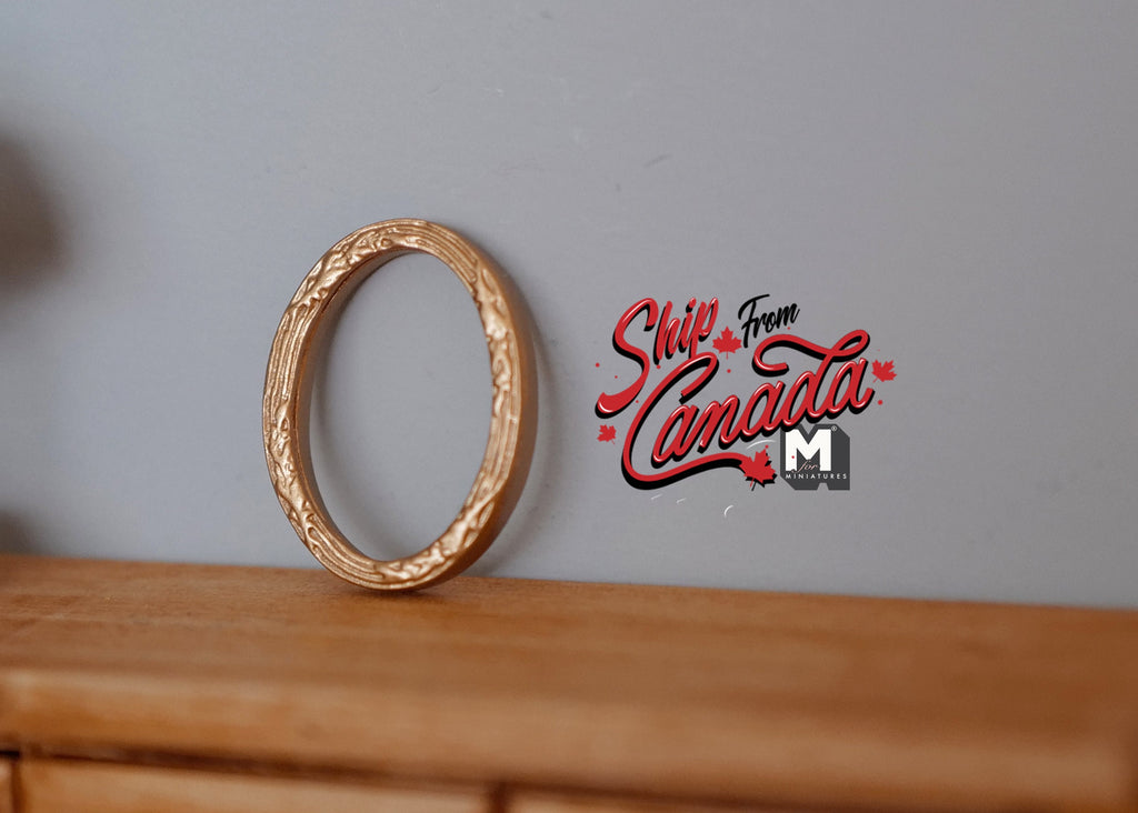 1:12 Scale Miniature Wood Ornate Oval Picture Frame, 1-3/8 inch tall, DIY Dollhouse Supply