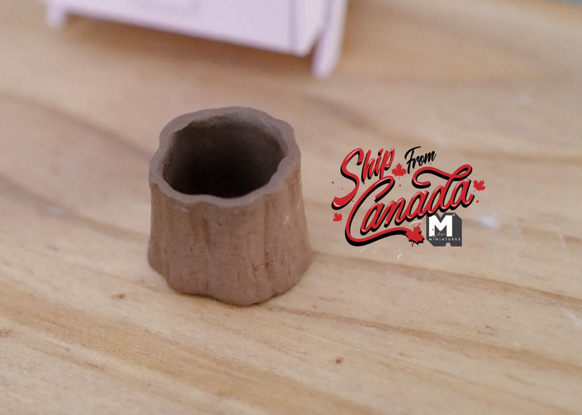 1:12 Scale Miniature Clay Tapered Bucket Flower Pot, 11/16 inch tall, DIY Dollhouse Supply