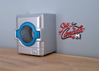 Machine à laver à chargement frontal miniature à l'échelle 1:12 avec porte ouvrante, 6,5 cm de hauteur, fournitures pour maison de poupée DIY (argent)