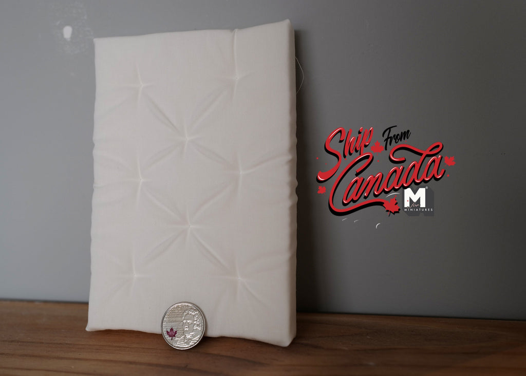 1:12 Scale Miniature Quilted Double Mattress, 6-1/4 inch long, DIY Dollhouse Supply (cream)