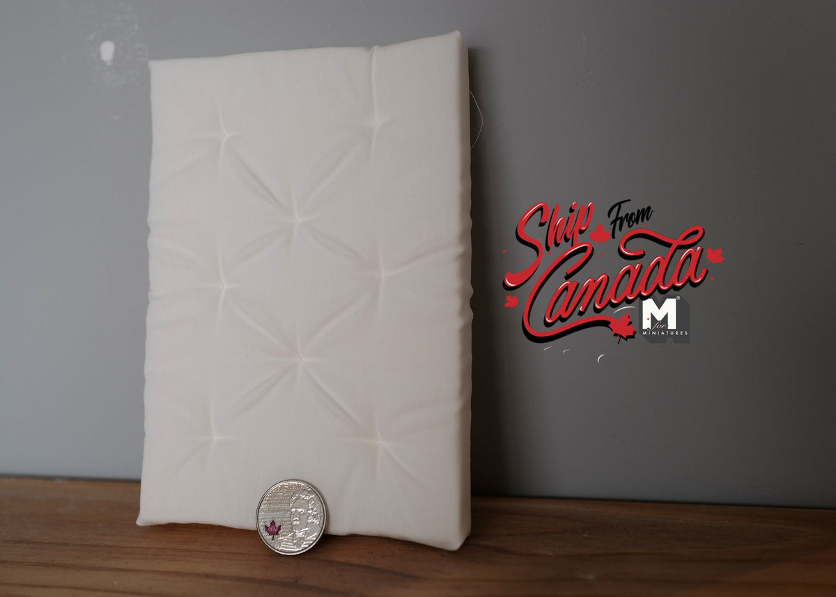 1:12 Scale Miniature Quilted Double Mattress, 6-1/4 inch long, DIY Dollhouse Supply (cream)