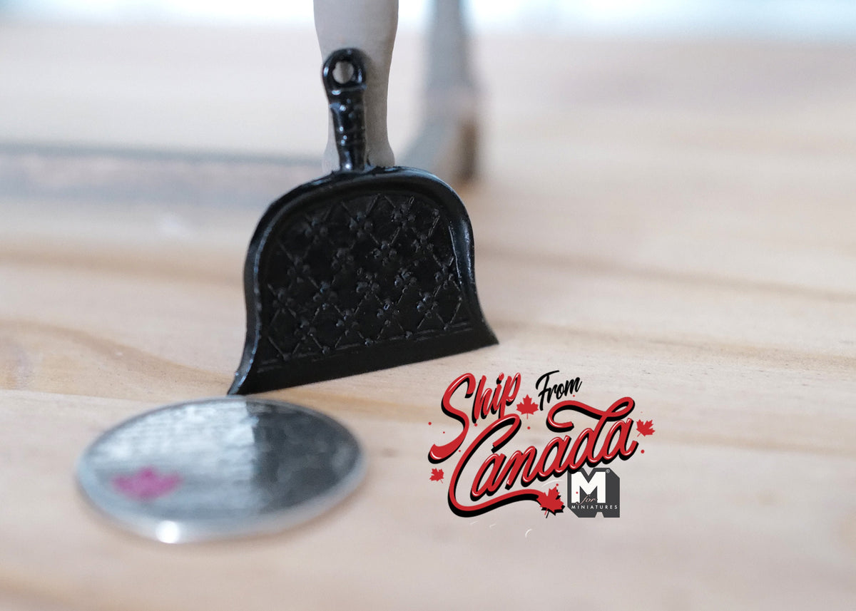 1:12 Scale Miniature Metal Dustpan with Diamond Texture, 1-3/16 inch tall, DIY Dollhouse Supply (black)