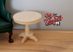 1:12 Scale Miniature Unpainted Wood Round Pedestal End Table, 1-15/16 inch tall, DIY Dollhouse Supply