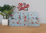 Dollhouse miniature 3-seat fabric sofa living room table 1 12th scale miniature