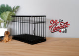 Dollhouse Miniature Metal Pet Cage with Swing Door, Miniature Dog Cage G018